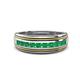 1 - Zaid 0.35 ctw Round Emerald Two Toned and High Polished Edges Men Wedding Band (8 mm) 