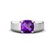 1 - Jude 1.45 ct Cushion Checkerboard Cut Amethyst Solitaire Men Wedding Band (7 mm) 