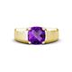 1 - Jude 1.45 ct Cushion Checkerboard Cut Amethyst Solitaire Men Wedding Band (7 mm) 