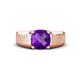 1 - Jude 1.45 ct Cushion Checkerboard Cut Amethyst Solitaire Men Wedding Band (7 mm) 