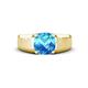 1 - Jude 1.80 ct Cushion Checkerboard Cut Blue Topaz Solitaire Men Wedding Band (7 mm) 