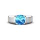 1 - Jude 1.80 ct Cushion Checkerboard Cut Blue Topaz Solitaire Men Wedding Band (7 mm) 