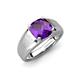 3 - Jude 1.45 ct Cushion Checkerboard Cut Amethyst Solitaire Men Wedding Band (7 mm) 