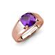 3 - Jude 1.45 ct Cushion Checkerboard Cut Amethyst Solitaire Men Wedding Band (7 mm) 