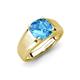 3 - Jude 1.80 ct Cushion Checkerboard Cut Blue Topaz Solitaire Men Wedding Band (7 mm) 