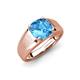3 - Jude 1.80 ct Cushion Checkerboard Cut Blue Topaz Solitaire Men Wedding Band (7 mm) 