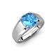 3 - Jude 1.80 ct Cushion Checkerboard Cut Blue Topaz Solitaire Men Wedding Band (7 mm) 
