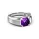 4 - Jude 1.45 ct Cushion Checkerboard Cut Amethyst Solitaire Men Wedding Band (7 mm) 