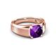 4 - Jude 1.45 ct Cushion Checkerboard Cut Amethyst Solitaire Men Wedding Band (7 mm) 