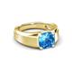 4 - Jude 1.80 ct Cushion Checkerboard Cut Blue Topaz Solitaire Men Wedding Band (7 mm) 