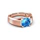 4 - Jude 1.80 ct Cushion Checkerboard Cut Blue Topaz Solitaire Men Wedding Band (7 mm) 