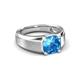4 - Jude 1.80 ct Cushion Checkerboard Cut Blue Topaz Solitaire Men Wedding Band (7 mm) 