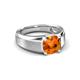 4 - Jude 1.35 ct Cushion Checkerboard Cut Citrine Solitaire Men Wedding Band (7 mm) 