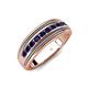 4 - Zaid 0.55 ctw Round Blue Sapphire Two Toned and High Polished Edges Men Wedding Band (8 mm) 