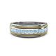 1 - Zaid 0.35 ctw Round Aquamarine Two Toned and High Polished Edges Men Wedding Band (8 mm) 