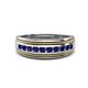 1 - Zaid 0.55 ctw Round Blue Sapphire Two Toned and High Polished Edges Men Wedding Band (8 mm) 