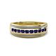 1 - Zaid 0.55 ctw Round Blue Sapphire Two Toned and High Polished Edges Men Wedding Band (8 mm) 