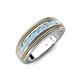 4 - Zaid 0.35 ctw Round Aquamarine Two Toned and High Polished Edges Men Wedding Band (8 mm) 