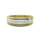 1 - Zaid 0.35 ctw Round Aquamarine Two Toned and High Polished Edges Men Wedding Band (8 mm) 