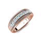 4 - Zaid 0.35 ctw Round Aquamarine Two Toned and High Polished Edges Men Wedding Band (8 mm) 
