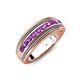 4 - Zaid 0.35 ctw Round Amethyst Two Toned and High Polished Edges Men Wedding Band (8 mm) 