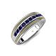 4 - Zaid 0.55 ctw Round Blue Sapphire Two Toned and High Polished Edges Men Wedding Band (8 mm) 