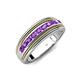 4 - Zaid 0.35 ctw Round Amethyst Two Toned and High Polished Edges Men Wedding Band (8 mm) 