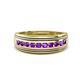 1 - Zaid 0.35 ctw Round Amethyst Two Toned and High Polished Edges Men Wedding Band (8 mm) 