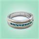 3 - Zaid 0.50 ctw Round London Blue Topaz Two Toned and High Polished Edges Men Wedding Band (8 mm) 