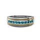1 - Zaid 0.50 ctw Round London Blue Topaz Two Toned and High Polished Edges Men Wedding Band (8 mm) 