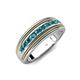 4 - Zaid 0.50 ctw Round London Blue Topaz Two Toned and High Polished Edges Men Wedding Band (8 mm) 