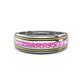 1 - Zaid 0.55 ctw Round Pink Sapphire Two Toned and High Polished Edges Men Wedding Band (8 mm) 
