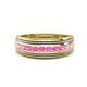 1 - Zaid 0.55 ctw Round Pink Sapphire Two Toned and High Polished Edges Men Wedding Band (8 mm) 