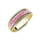 4 - Zaid 0.55 ctw Round Pink Sapphire Two Toned and High Polished Edges Men Wedding Band (8 mm) 