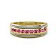 1 - Zaid 0.35 ctw Round Pink Tourmaline Two Toned and High Polished Edges Men Wedding Band (8 mm) 