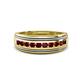 1 - Zaid 0.63 ctw Round Red Garnet Two Toned and High Polished Edges Men Wedding Band (8 mm) 