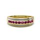1 - Zaid 0.63 ctw Round Rhodolite Garnet Two Toned and High Polished Edges Men Wedding Band (8 mm) 