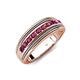 4 - Zaid 0.63 ctw Round Rhodolite Garnet Two Toned and High Polished Edges Men Wedding Band (8 mm) 