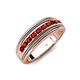 4 - Zaid 0.63 ctw Round Red Garnet Two Toned and High Polished Edges Men Wedding Band (8 mm) 