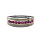 1 - Zaid 0.63 ctw Round Rhodolite Garnet Two Toned and High Polished Edges Men Wedding Band (8 mm) 