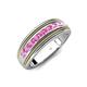 4 - Zaid 0.55 ctw Round Pink Sapphire Two Toned and High Polished Edges Men Wedding Band (8 mm) 