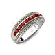 4 - Zaid 0.63 ctw Round Red Garnet Two Toned and High Polished Edges Men Wedding Band (8 mm) 