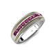 4 - Zaid 0.63 ctw Round Rhodolite Garnet Two Toned and High Polished Edges Men Wedding Band (8 mm) 