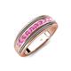 4 - Zaid 0.55 ctw Round Pink Sapphire Two Toned and High Polished Edges Men Wedding Band (8 mm) 