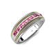 4 - Zaid 0.35 ctw Round Pink Tourmaline Two Toned and High Polished Edges Men Wedding Band (8 mm) 