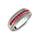 4 - Zaid 0.55 ctw Round Ruby Two Toned and High Polished Edges Men Wedding Band (8 mm) 