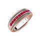 4 - Zaid 0.55 ctw Round Ruby Two Toned and High Polished Edges Men Wedding Band (8 mm) 