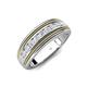 4 - Zaid 0.55 ctw Round White Sapphire Two Toned and High Polished Edges Men Wedding Band (8 mm) 
