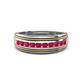 1 - Zaid 0.55 ctw Round Ruby Two Toned and High Polished Edges Men Wedding Band (8 mm) 