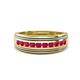 1 - Zaid 0.55 ctw Round Ruby Two Toned and High Polished Edges Men Wedding Band (8 mm) 